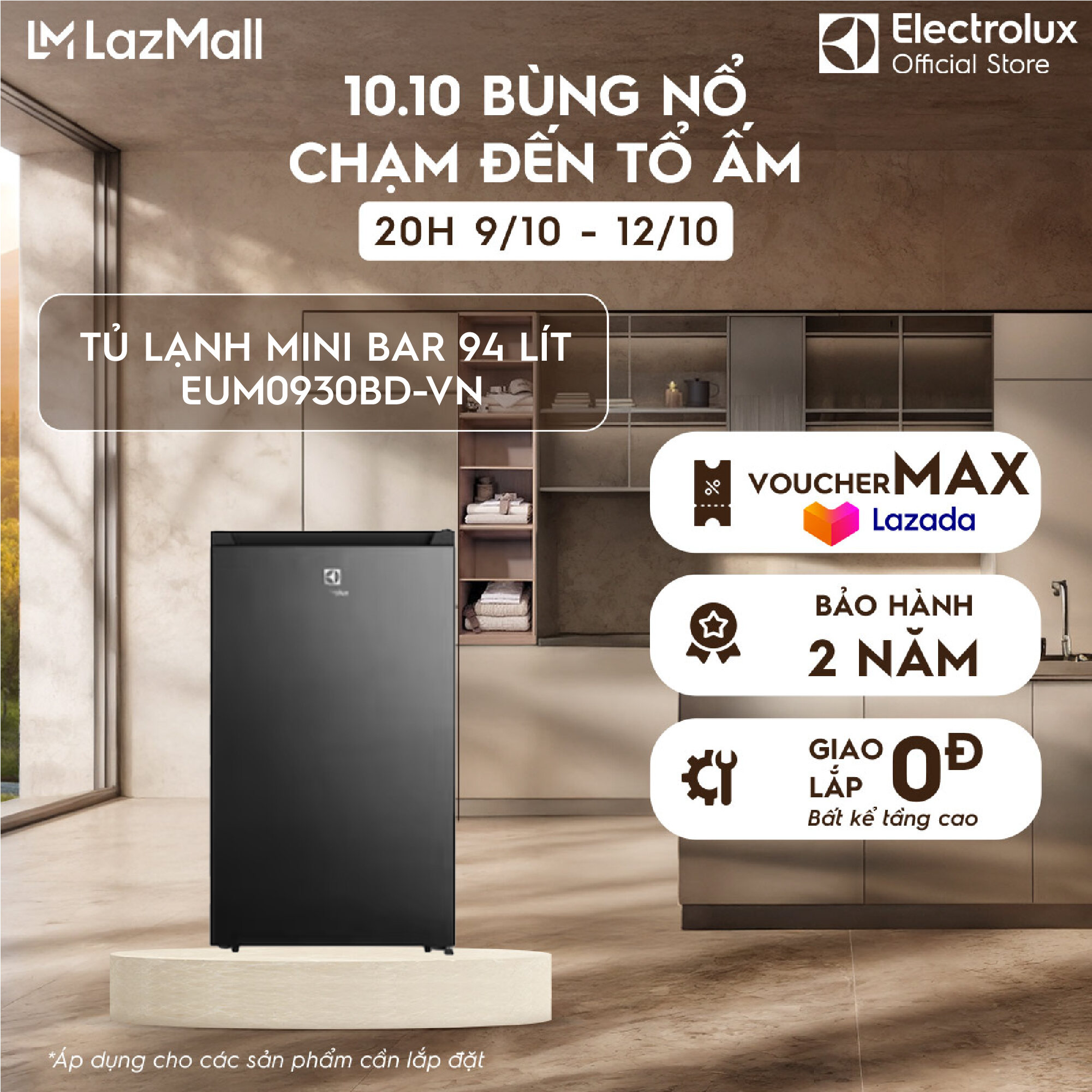 Tủ lạnh mini bar Electrolux UltimateTaste 300 94 lít - EUM0930BD-VN - Ngăn lạnh riêng biệt, trữ thực phẩm lạnh hơn, nhỏ gọn tiện lợi