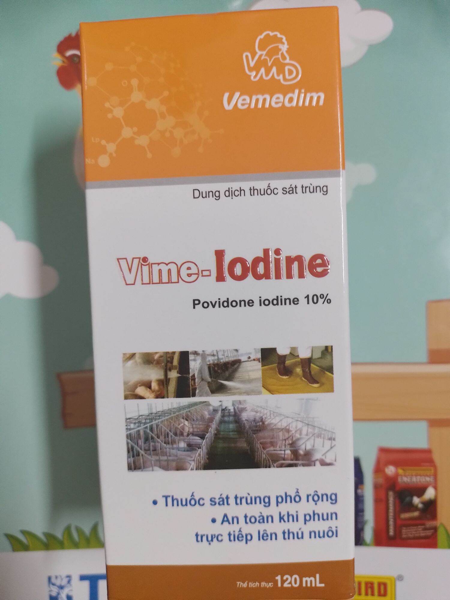 Vime Iodine 120 ml sát trùng phổ rộng , an toàn cho vật nuôi