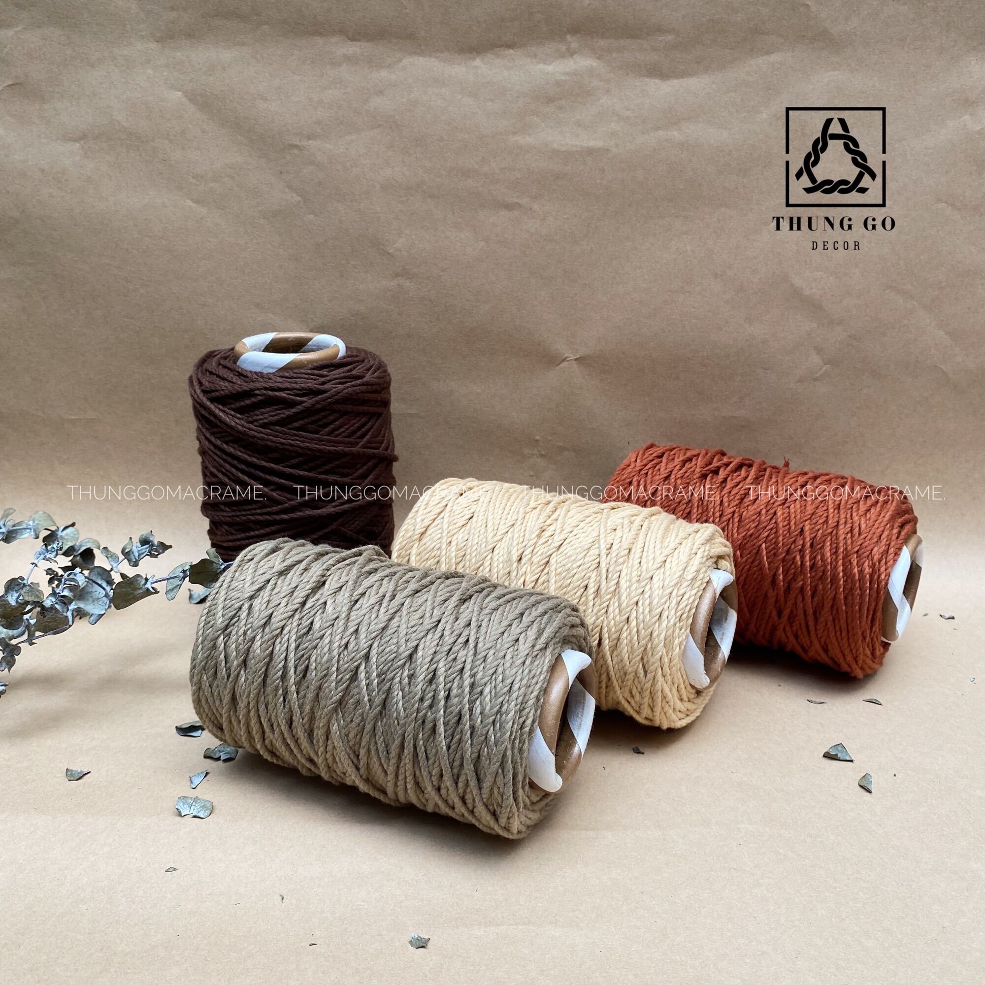 Dây thừng sẽ 3 xoắn macrame Size 3mm MÀU NUDE