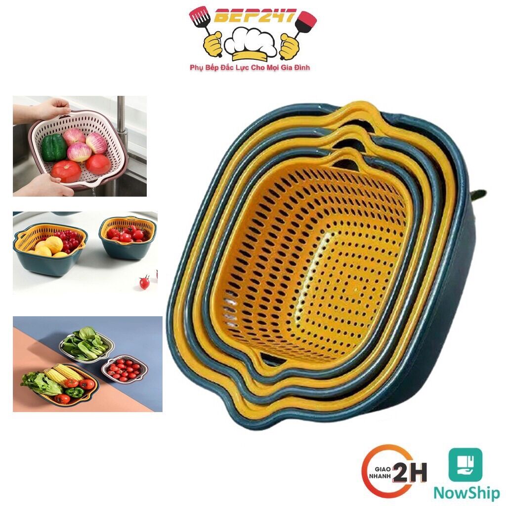 Bộ 6 món rổ và chậu tiện lợi, đựng rau lẩu, đựng hoa quả, rau
