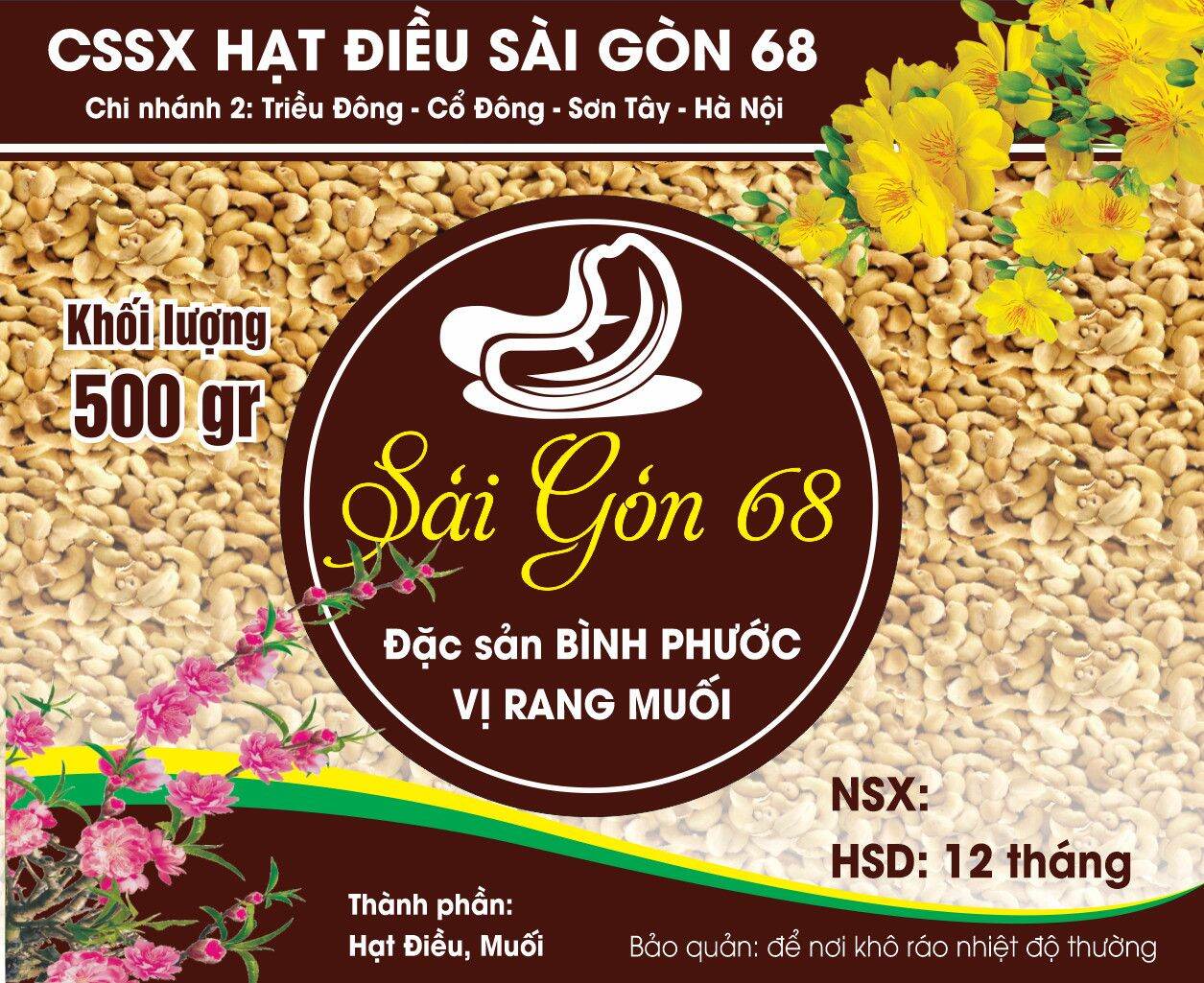 500g Hạt điều rang muối vỡ chuẩn Bình Phước ( có vỡ 2,3)