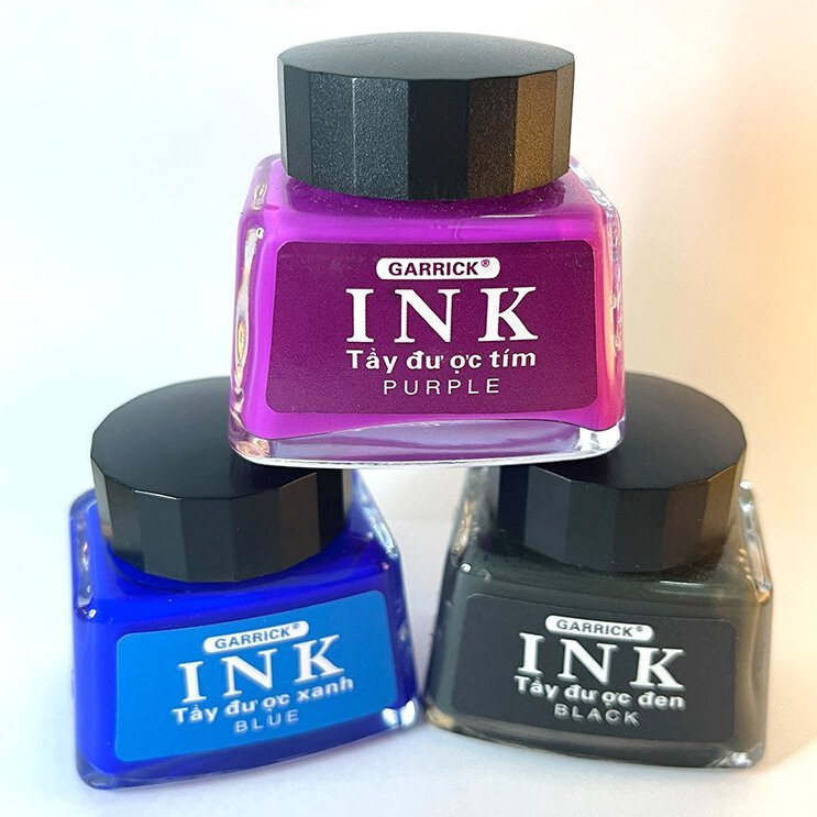 Mực bơm bút máy ink garrick 30ml tẩy xoá được mực