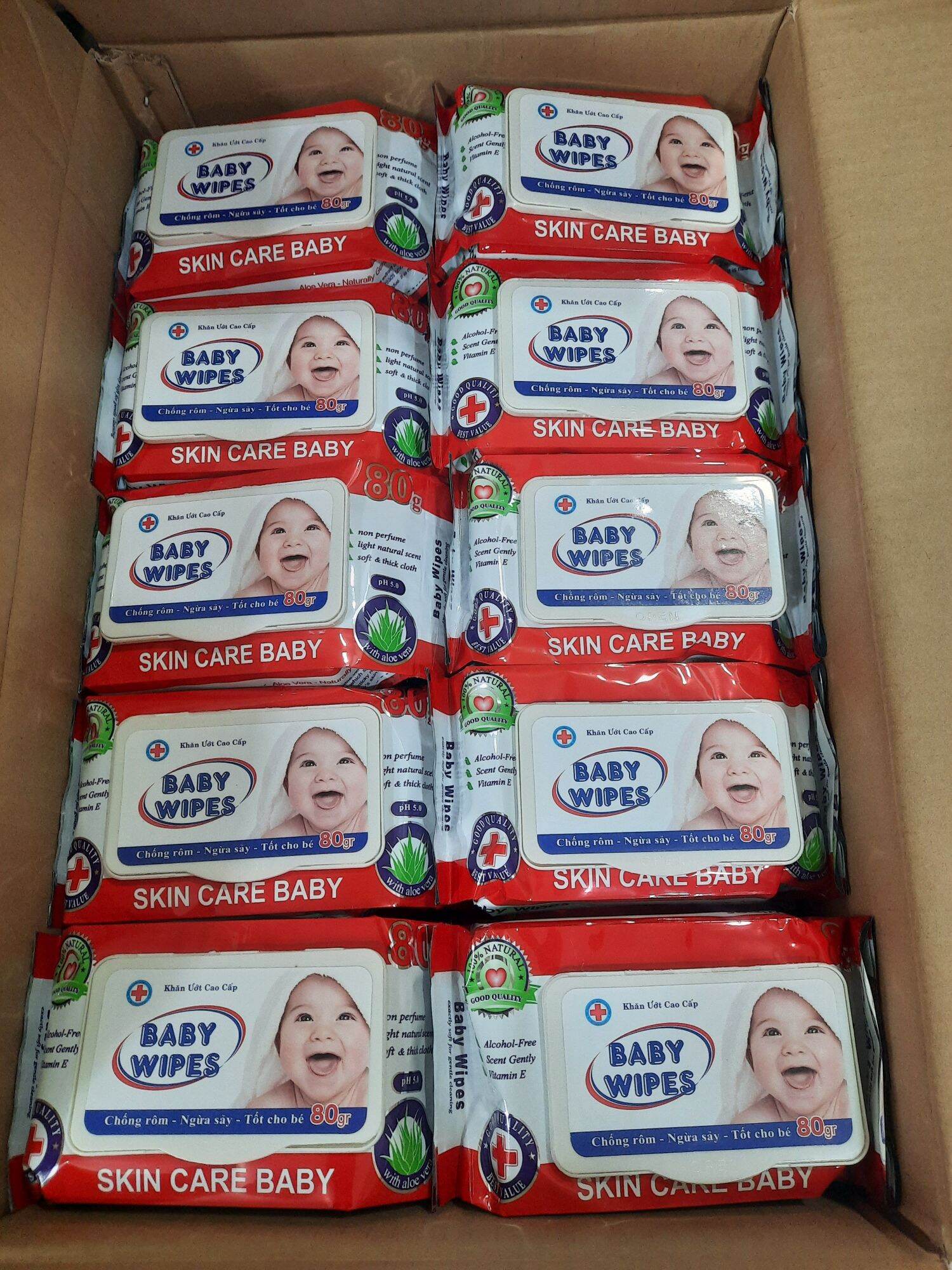 Giá sỉ (COMBO 10 Gói ) Khăn ướt cao cấp Baby Wipes 80g
