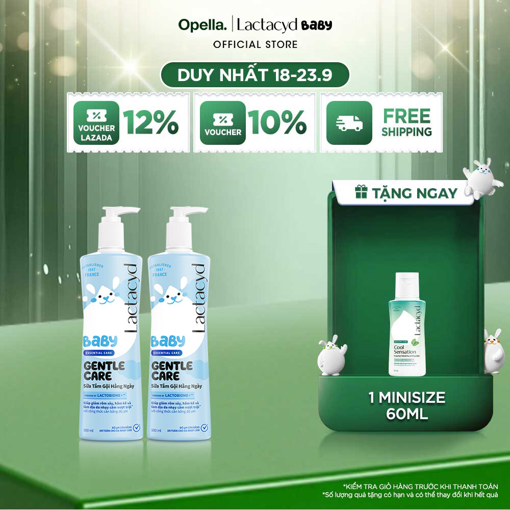Bộ 2 Sữa Tắm Gội Trẻ Em Lactacyd Baby Gentle Care Bảo Vệ Dịu Nhẹ Cho Làn Da Nhạy Cảm 500ml/chai
