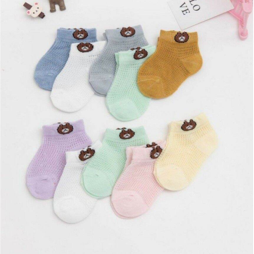 Set 5 đôi tất lưới mùa thu cho bé từ sơ sinh