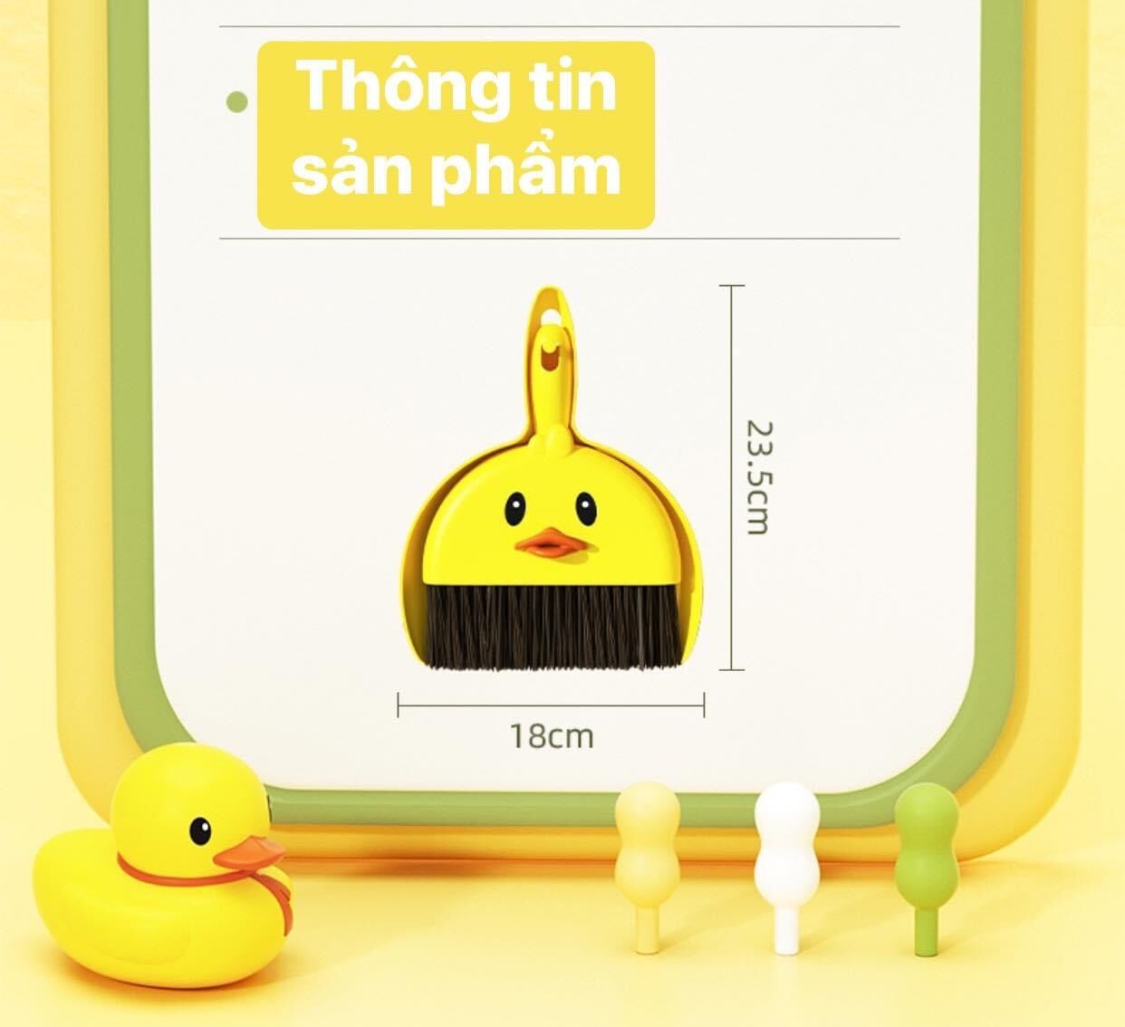 Bộ Chổi Quét Dọn Mini Hình con Vịt Vàng