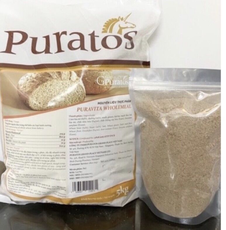 [FREE SHIP 0d] Bột mỳ nguyên cám vảy ăn kiêng Puratos 500gr (tách bao 5kg)