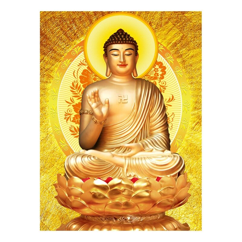Tranh thêu chữ thập chỉ lụa phật a di đà tn0914