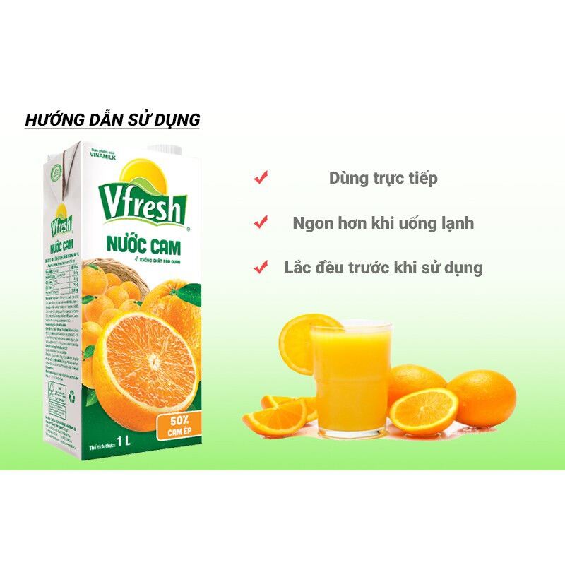 (GIÁ SỐC SHIP HOẢ TỐC )Nước ép cam tươi nguyên chất 100% VFresh 1L Date từ 03/2024