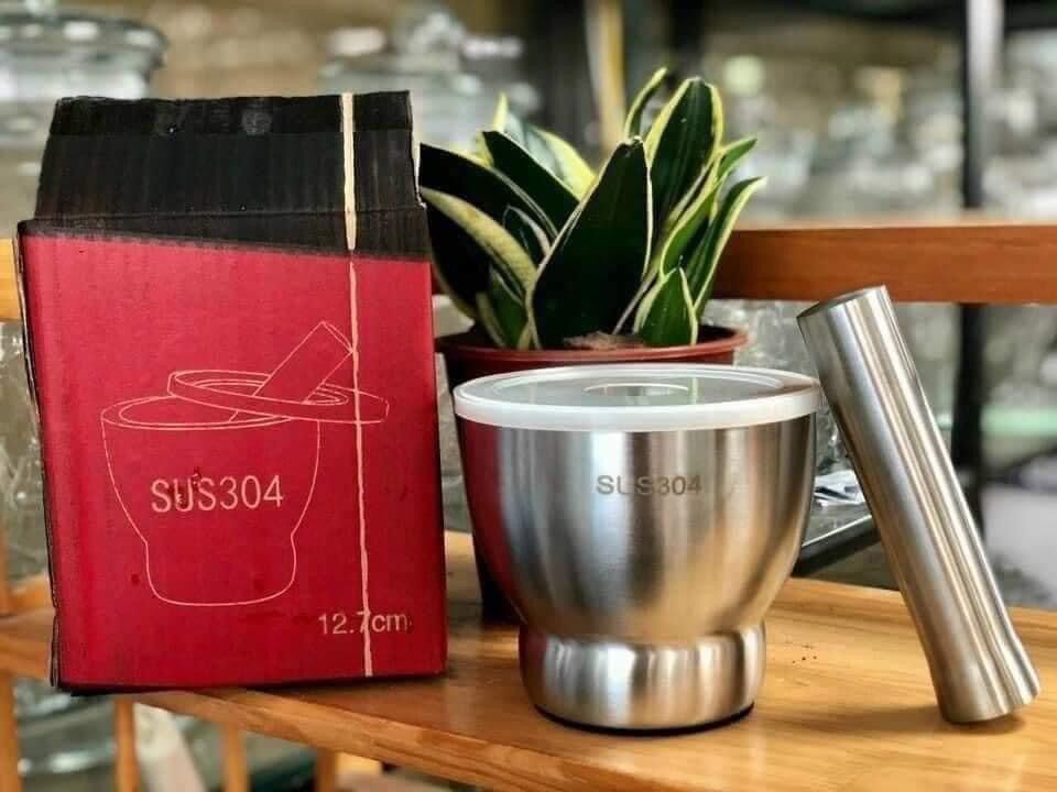 Bộ chày cối inox 304 tiện lợi size 12,7cm và size 10cm