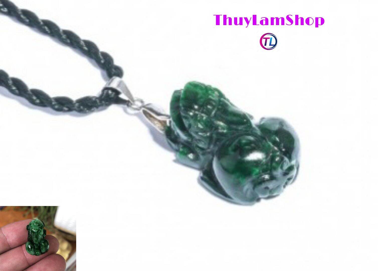 Vòng cổ tỳ hưu đá ngọc cẩm thạch A thiên nhiên kích hoạt cung tài lộc