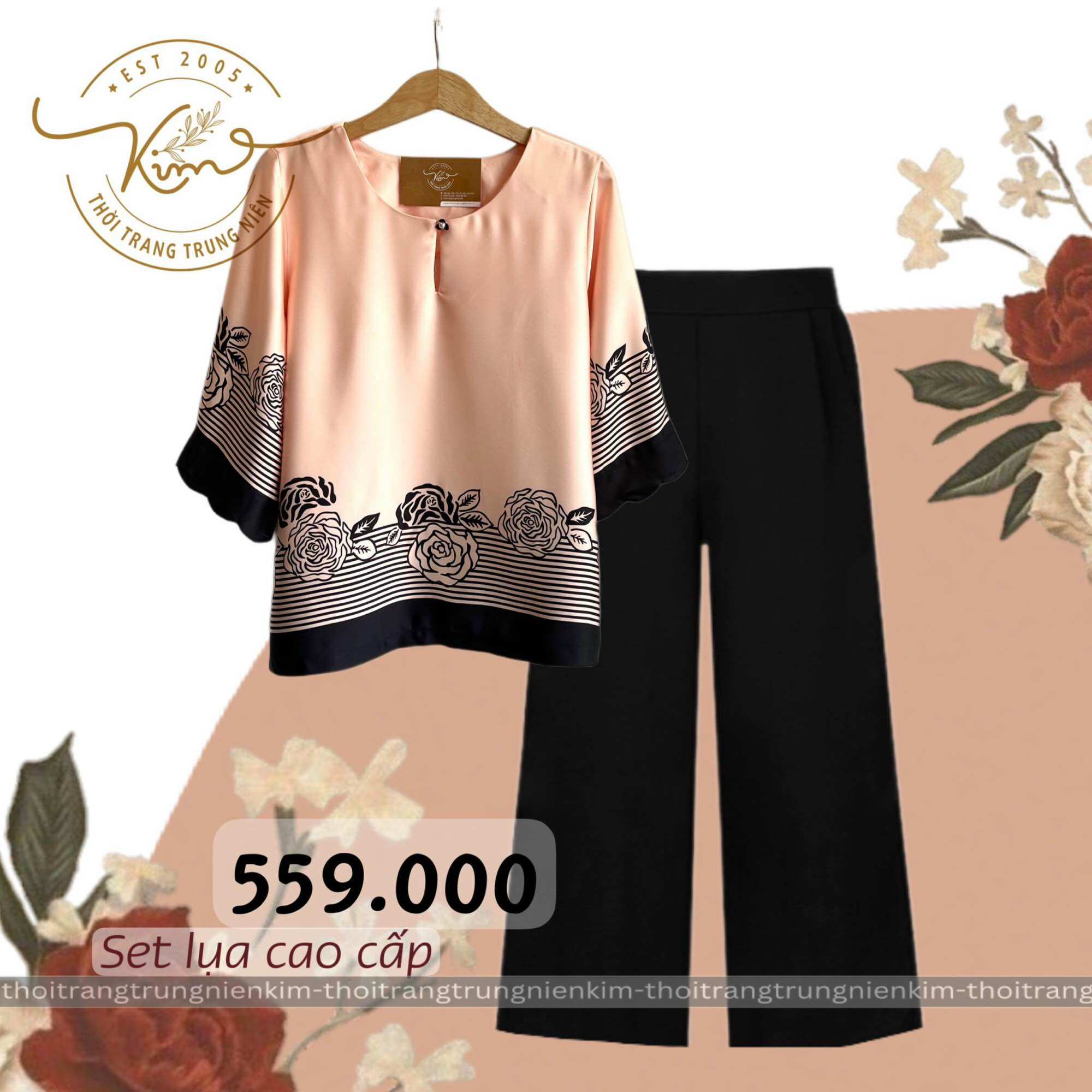 Sét bộ áo lụa trung niên kèm quần tây chất liệu cao cấp sang trọng Bigsize phù hợp mọi lứa tuổi