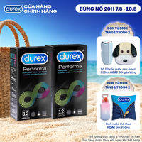 Bộ 2 hộp bao cao su Durex Performa kéo dài thời gian, size 52mm, 12 bao/hộp