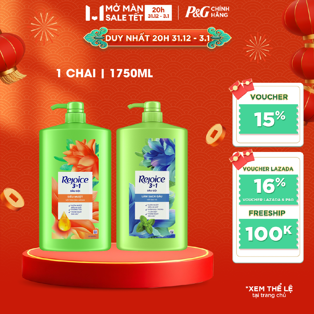  Dầu Gội REJOICE Siêu Mềm Mượt Siêu Mềm Mượt Chai 1750ML 
