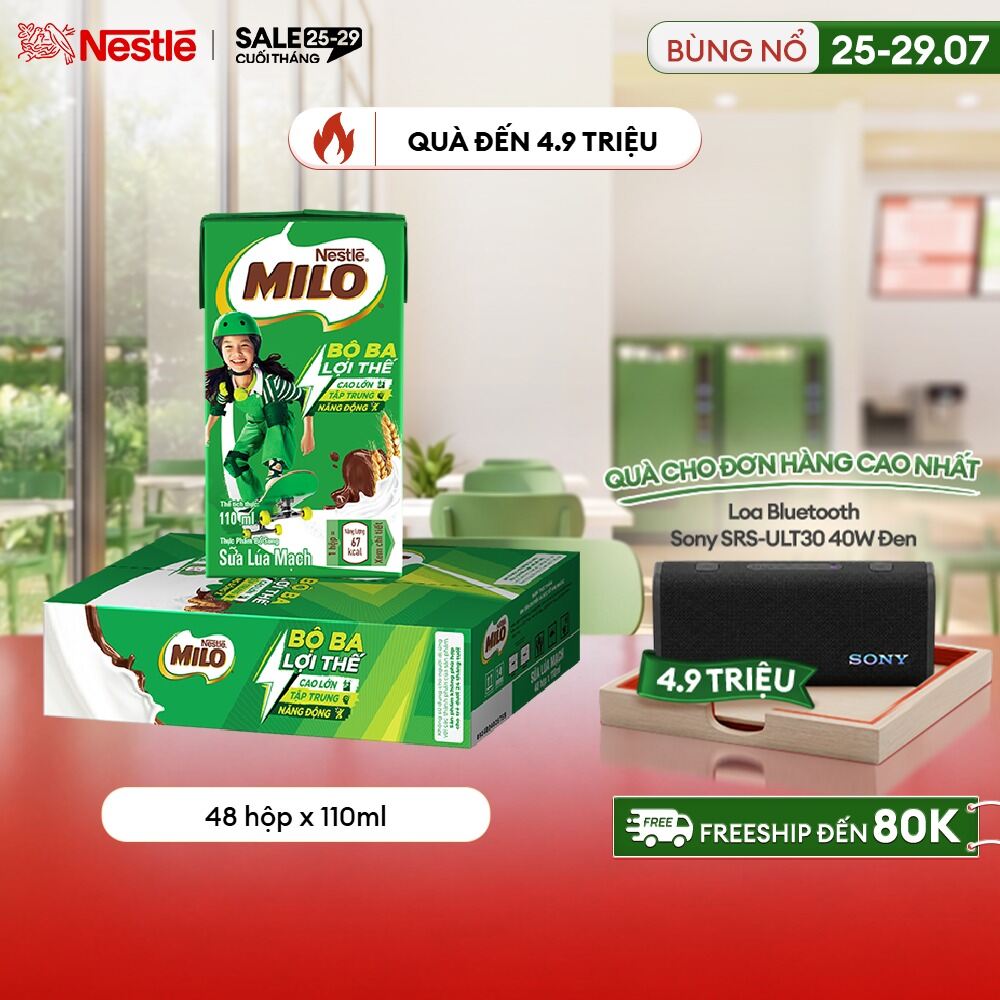 [FREESHIP TOÀN QUỐC] Sữa lúa mạch Nestlé® MILO® thùng 48 hộp x 110ml