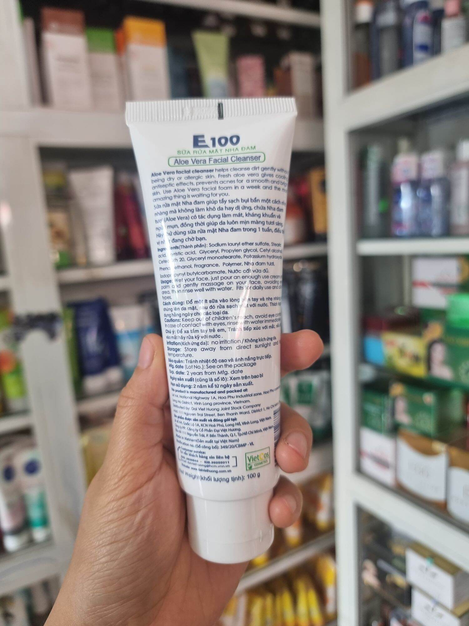 Sữa rửa mặt e100 nha đam 100gr chuẩn cty