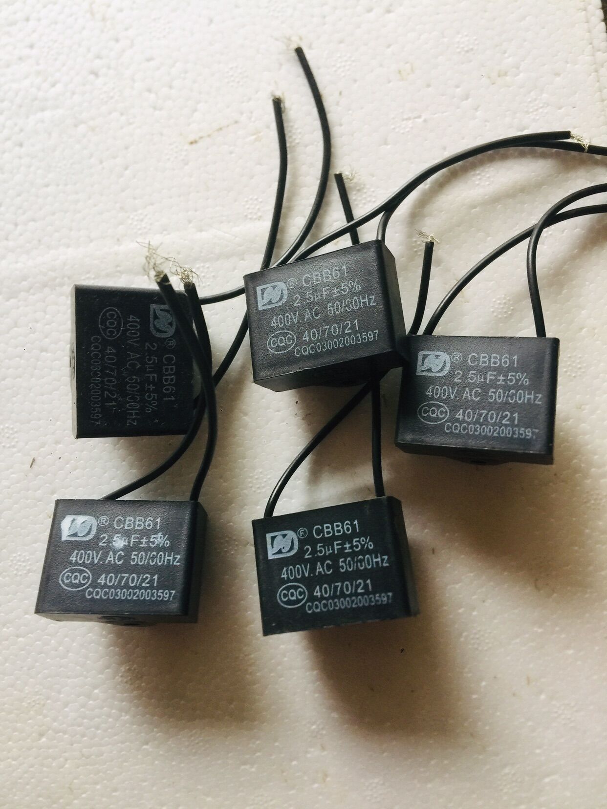 Combo 5 cái tụ quạt trần 2,5uf điện cơ.