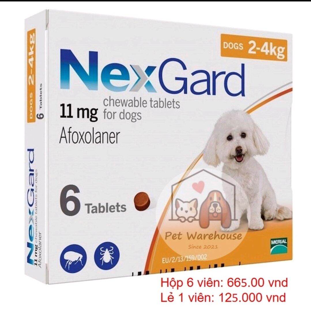 1 viên Nexgard (2-4kg), bảo vệ cún cưng khỏi ve rận bọ chét