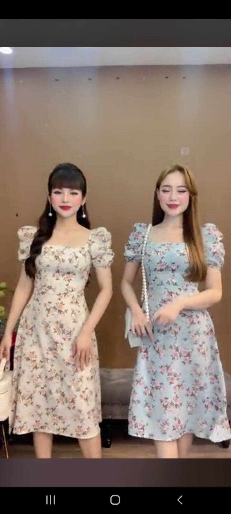 Đầm hoa nhí cổ vuông Monoco