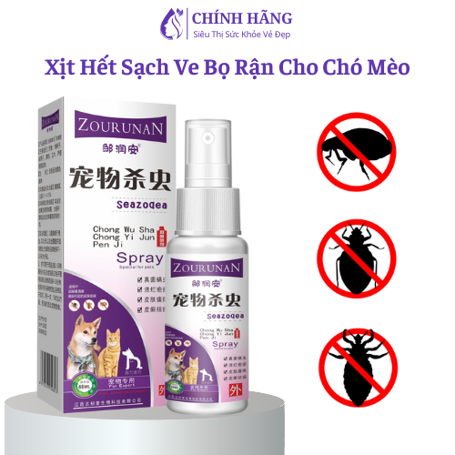 Xịt Diệt Sạch Bọ Ve Ký Sinh Trung Trên Người Thú Cưng Bảo Vệ An Toàn CHo Cả Gia Đình 60ml