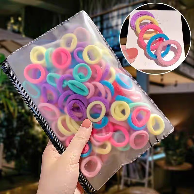 50 Thun Cột Tóc Cho Bé Đựng Trong Túi Zip