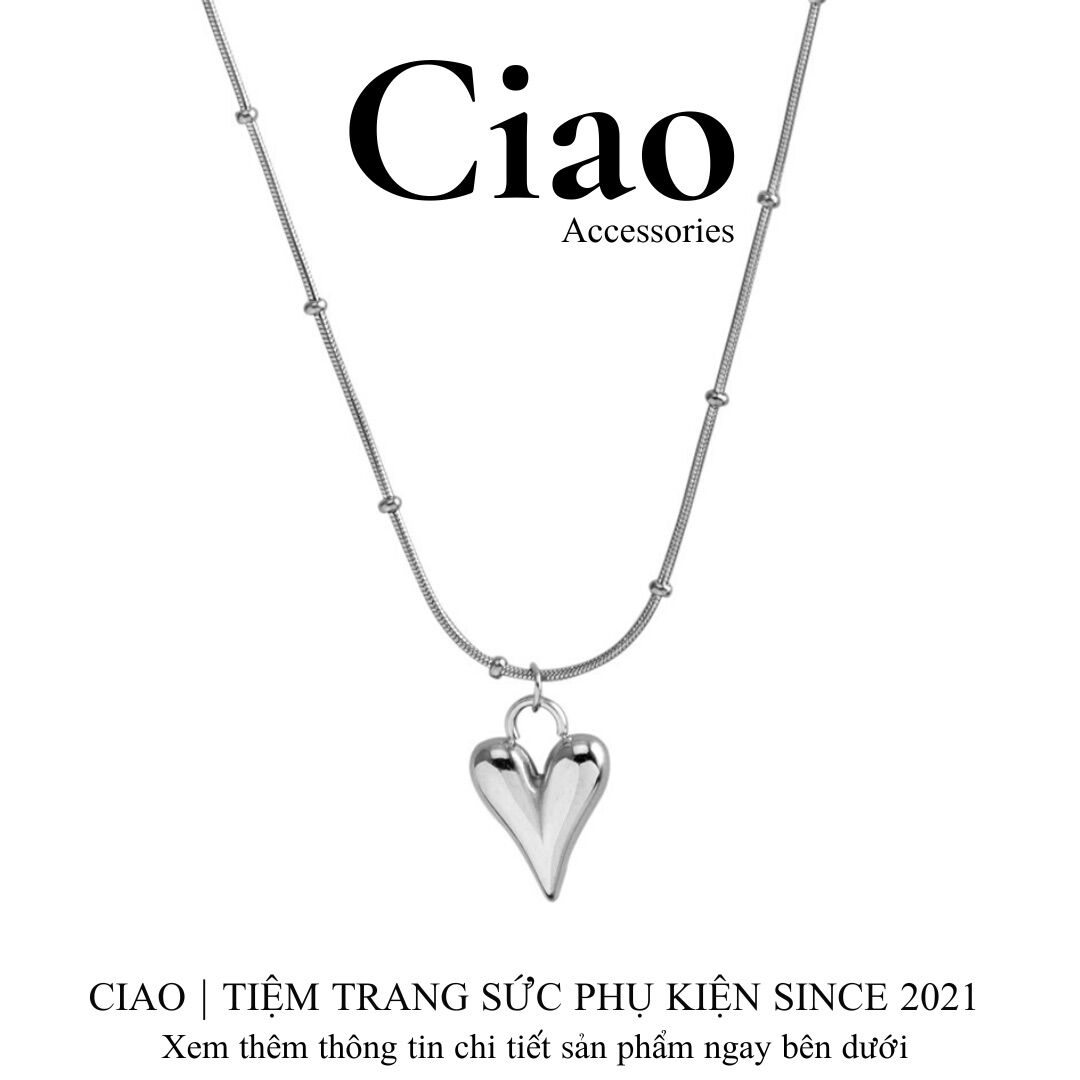 Dây chuyền, vòng cổ titan không gỉ thiết kế mặt tim Love My Heart Ciao