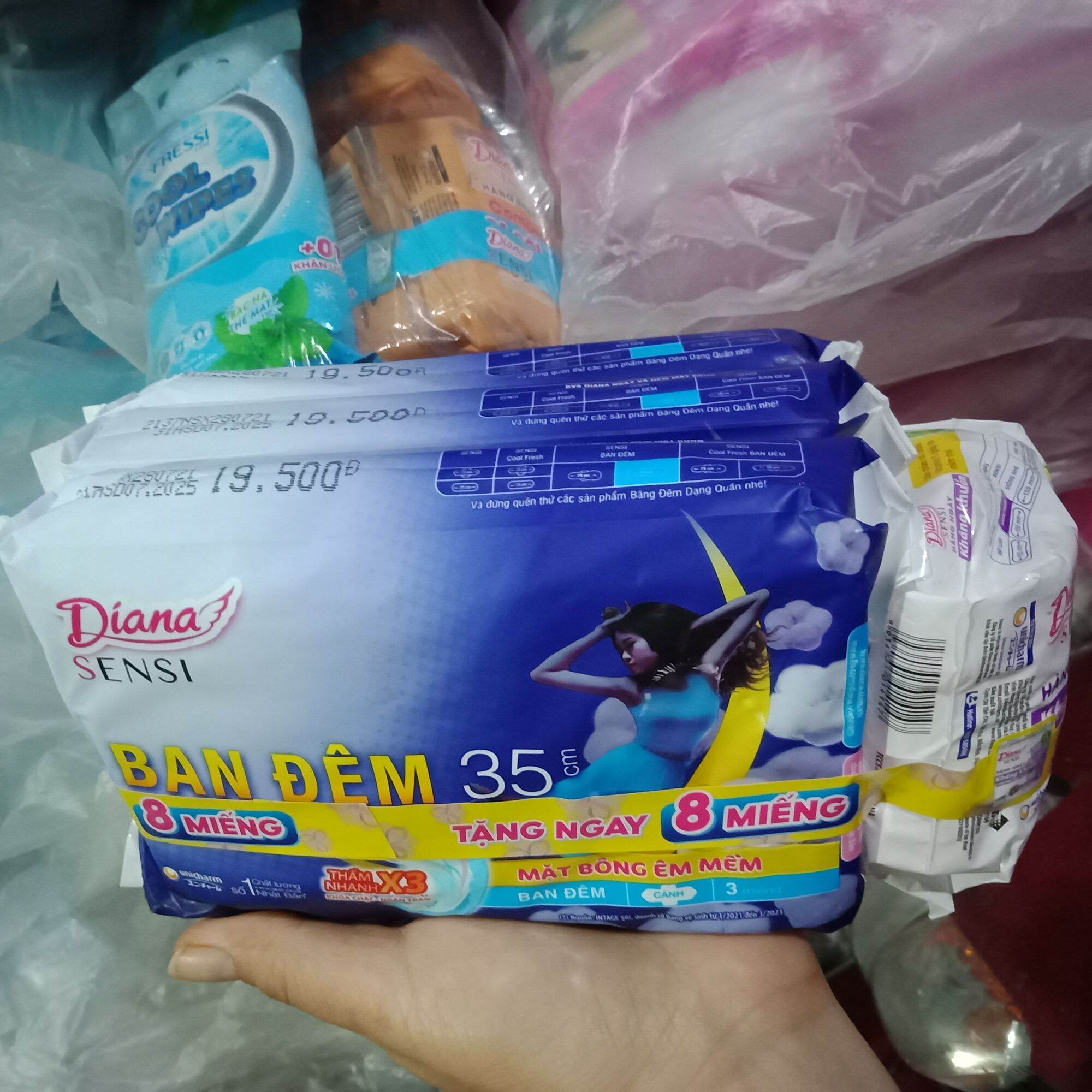[Hết tặng]combo 3 gói bvs Diana Ban đêm SENSI 35cm