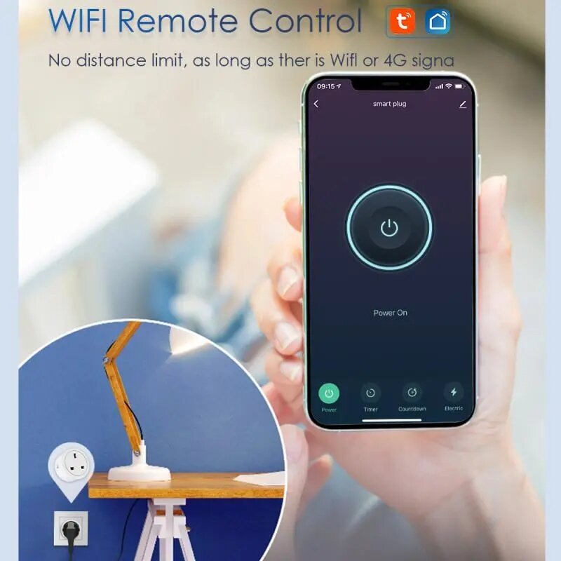 Ổ cắm điện hẹn giờ wifi Smart Life,Tuya  chịu tải 2000w