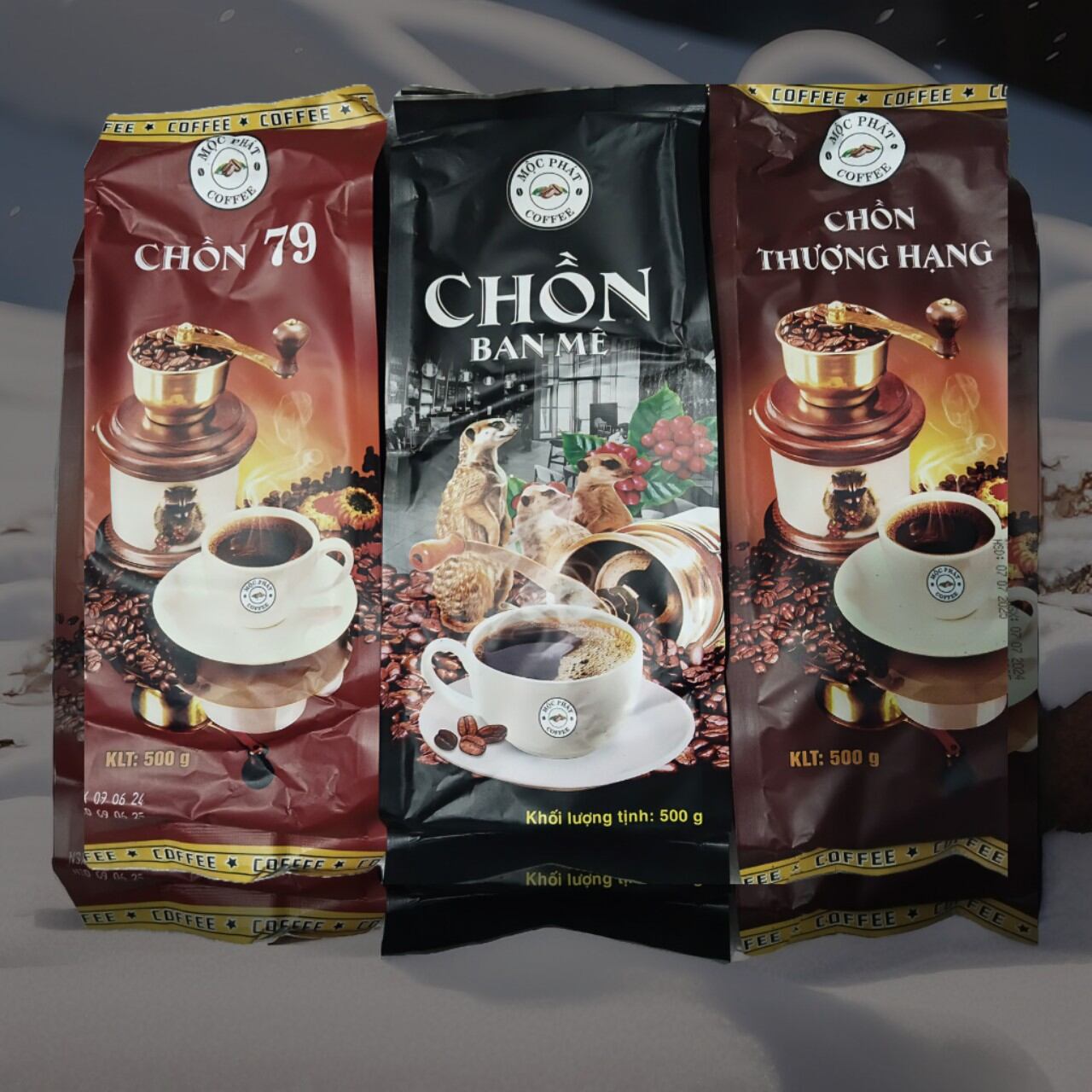 Combo 3 Packages of Dong Phat Coffee (Regular+Ba Mee+Chomen 79), Fragrant, Low in Fat, Dark Color.
