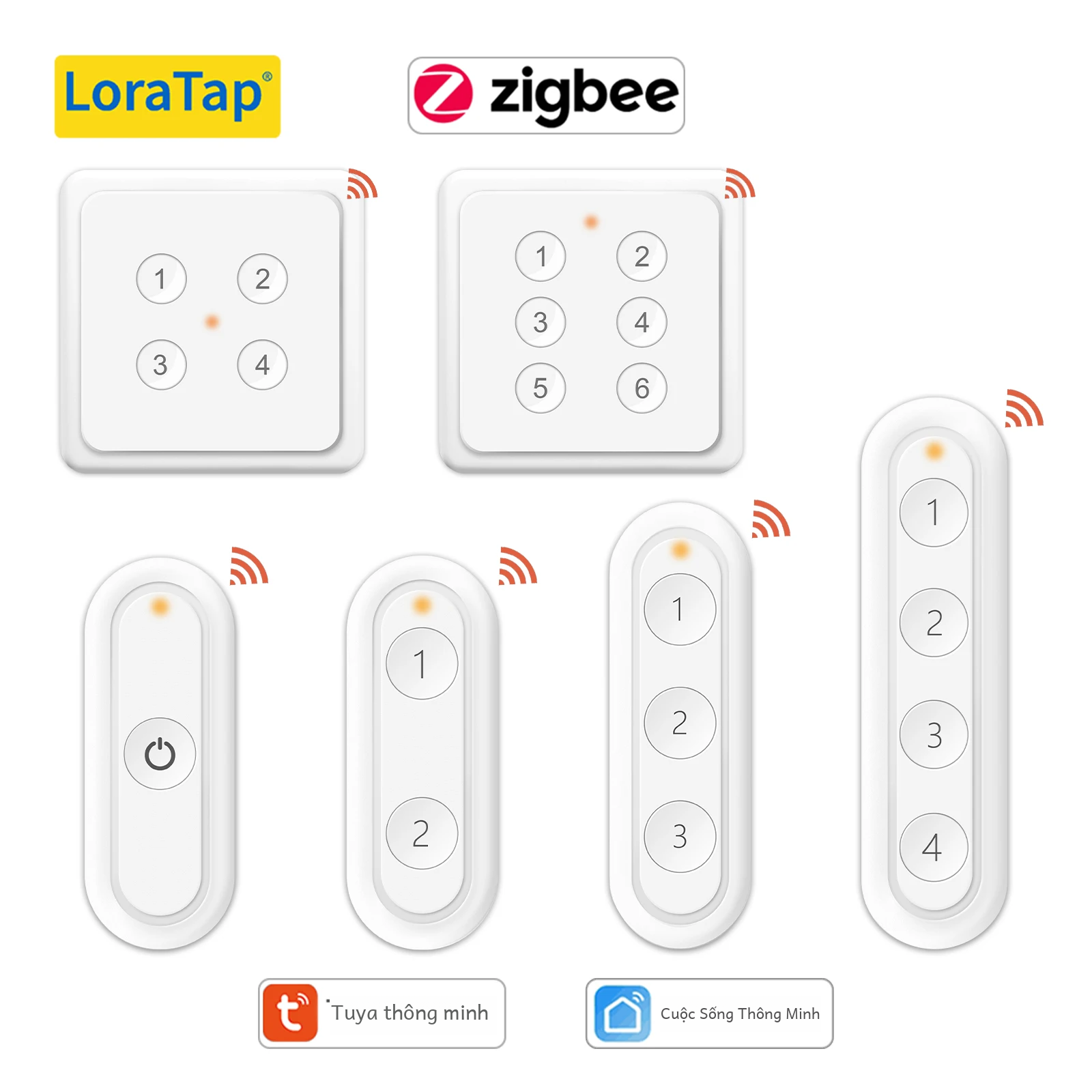 Loratap Zigbee 3.0 Không Dây 12 Cảnh Điều Khiển Từ Xa Cuộc Sống Thông Minh Ứng Dụng Tuya Cảnh Tự Động Hóa Với 6 Nút Nhấn