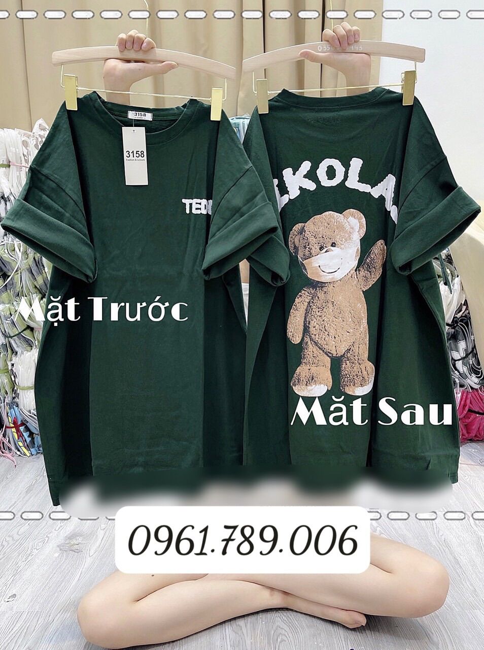 Áo thun 3158 form rộng gấu kola