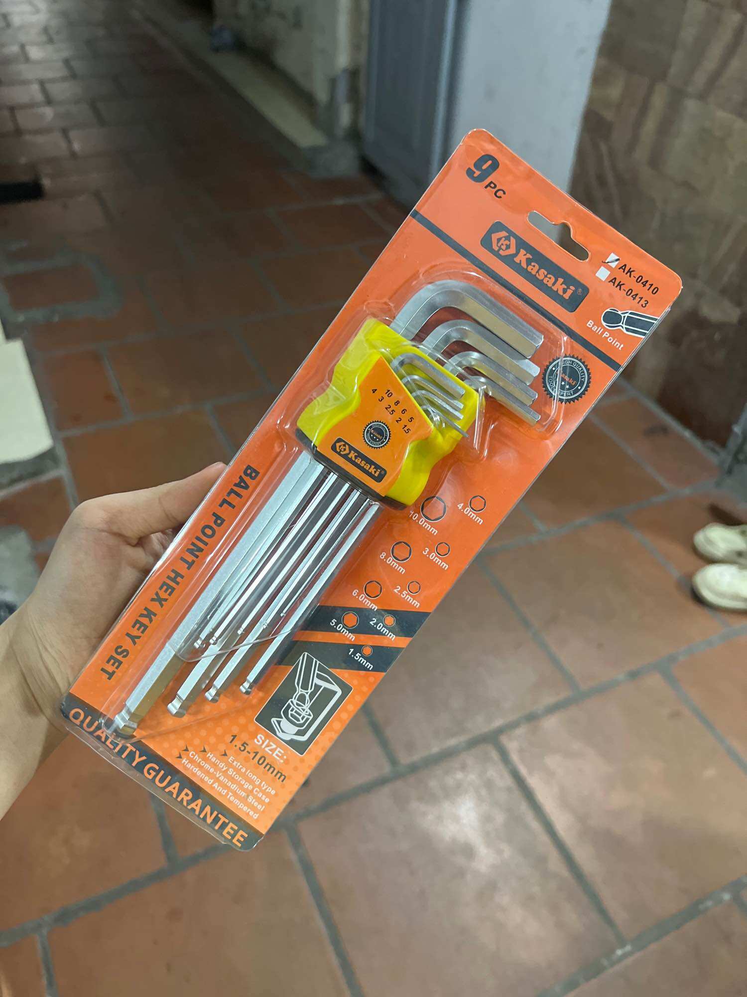 Bộ lục giác hoa thị chữ L 9 cây Kasaki dài 1.5mm -10mm