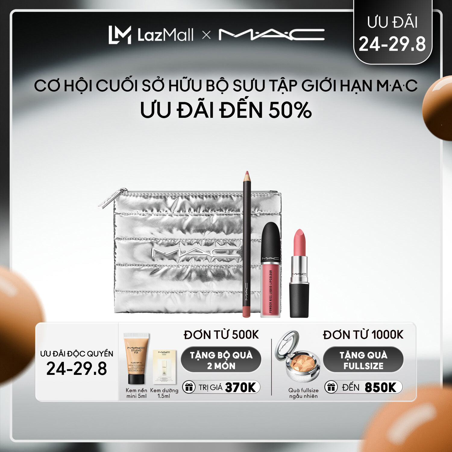 Bộ Powder Kiss phiên bản đặc biệt của MAC / Son dưỡng ẩm, hiệu ứng lì mịn - Bộ Powdered Snow Powder Kiss Lip Kit