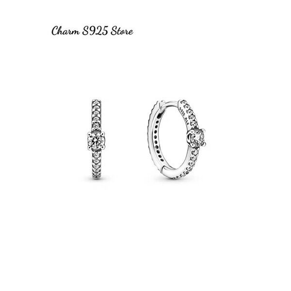 Bông tai mặt tròn đính đá trắng bạc 925