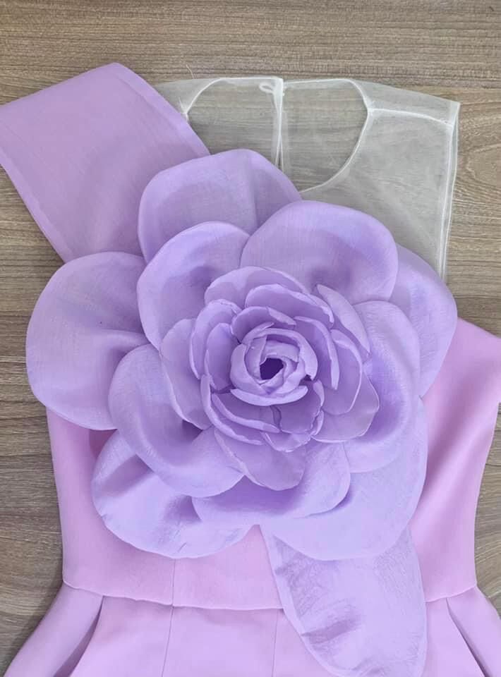 Jumpsuit hoa 3D PHỐI LƯỚI VAI