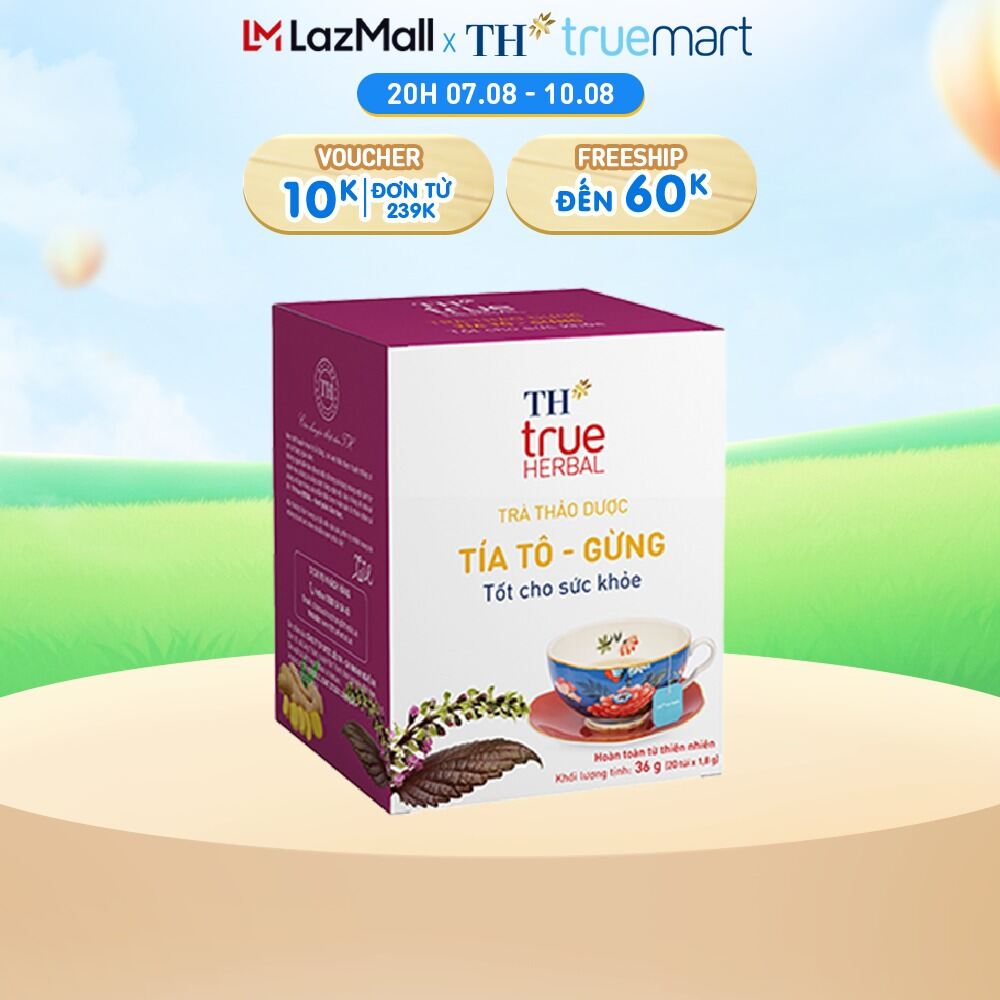 Hộp trà thảo dược TH true HERBAL Tía tô – Gừng (20 gói)