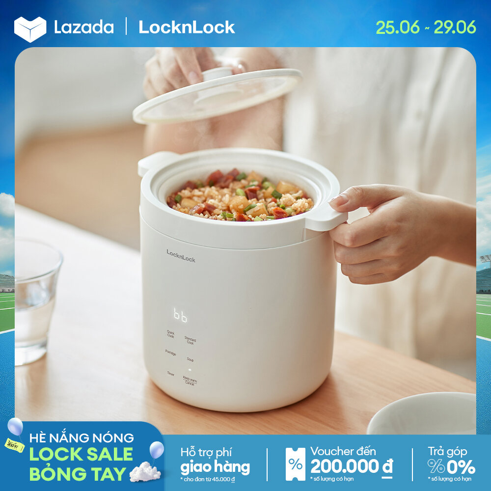 Nồi cơm điện mini Lock&Lock Bianco mini rice cooker Màu ngà EJR314IVY đa chức năng, giữ ấm, hẹn giờ, phủ men sứ