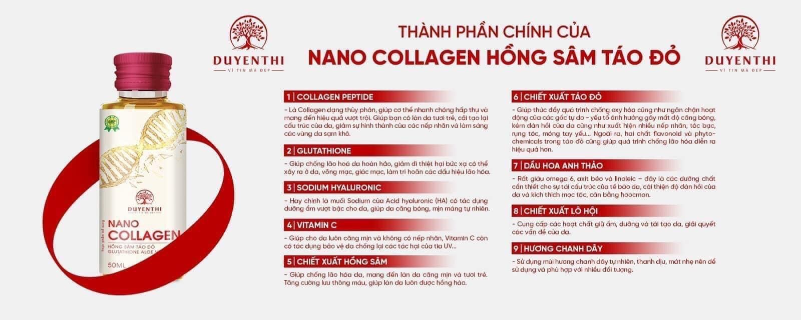 [Chính hãng] Nano colagen Hồng sâm táo đỏ (hộp 15 chai)- Bách y sâm