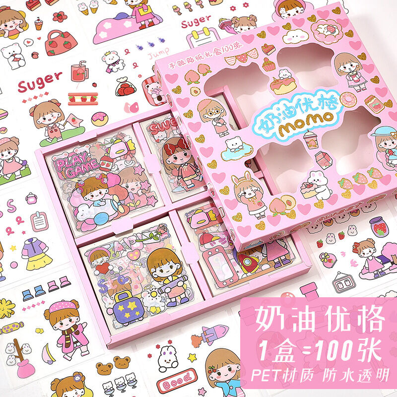 Hộp hình dán 100 sticker trang trí momo