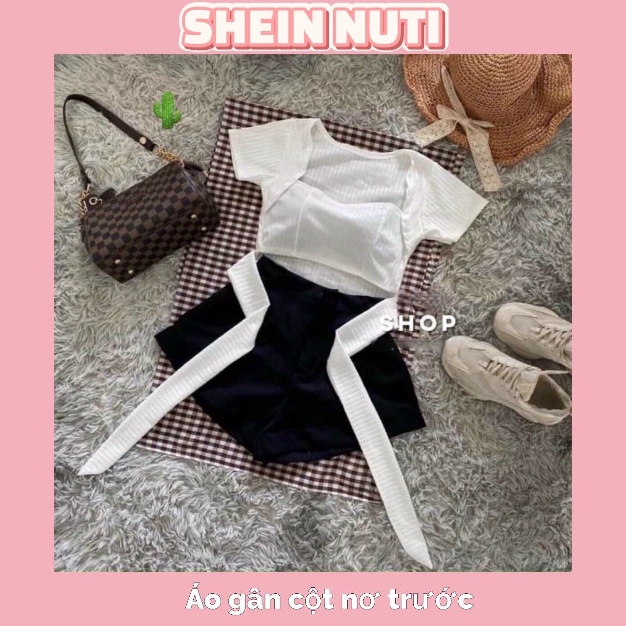 Áo gân cột nơ trước Shein Nuti