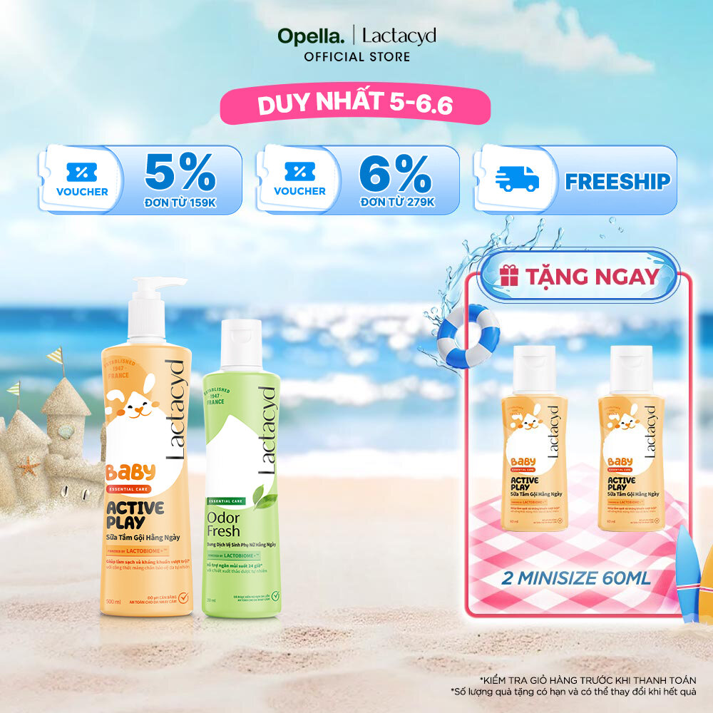 Bộ 2 Dung Dịch Vệ Sinh Phụ Nữ Lactacyd Odor Fresh 250ml + Sữa Tắm Gội Trẻ em Lactacyd Active Play 500ml