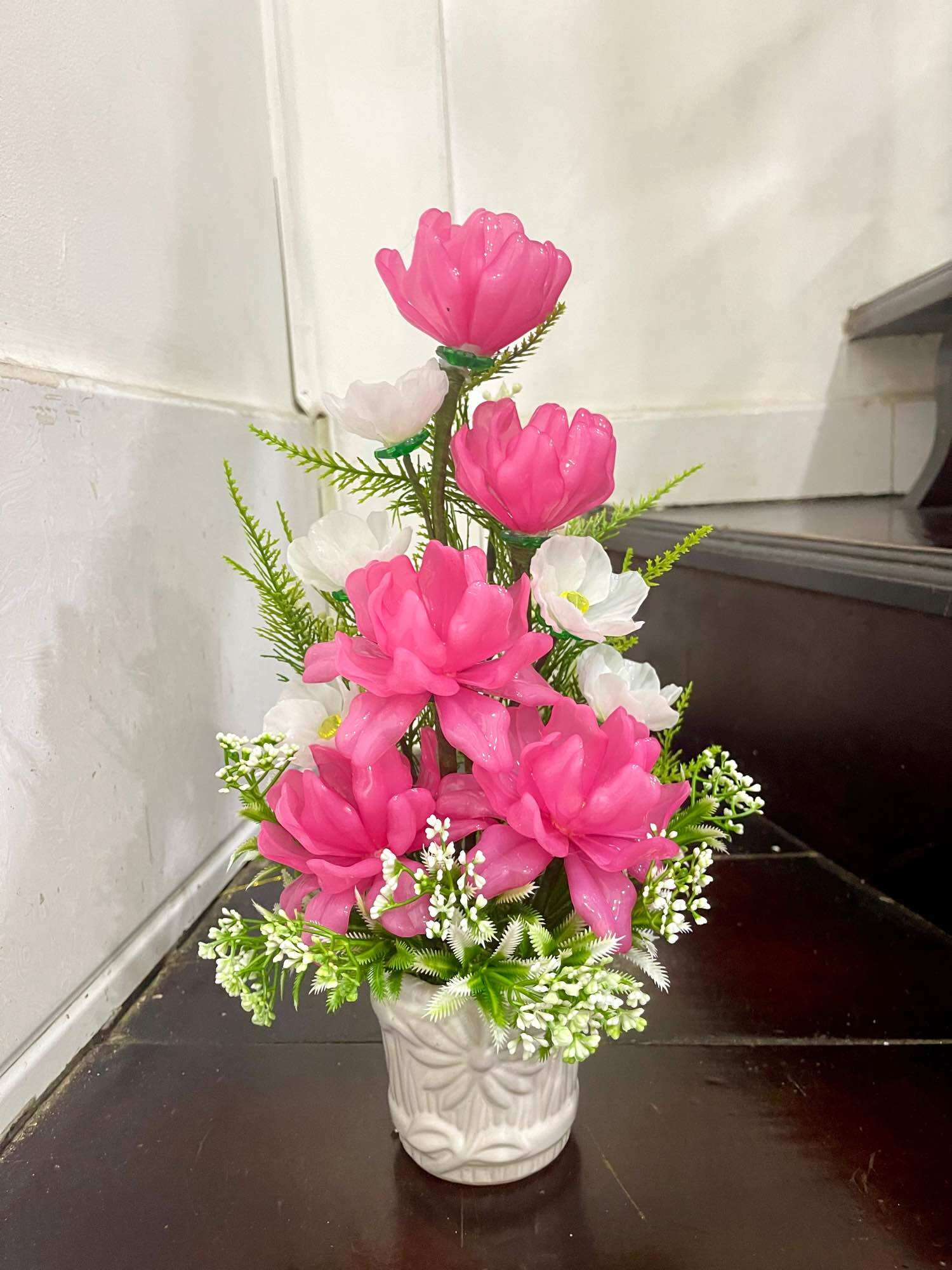 Chậu hoa pha lê chữ C cao 38cm ngang 40cm