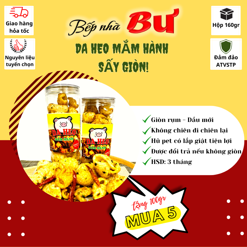 Da heo mắm hành - Da heo tỏi ớt giòn ruộm