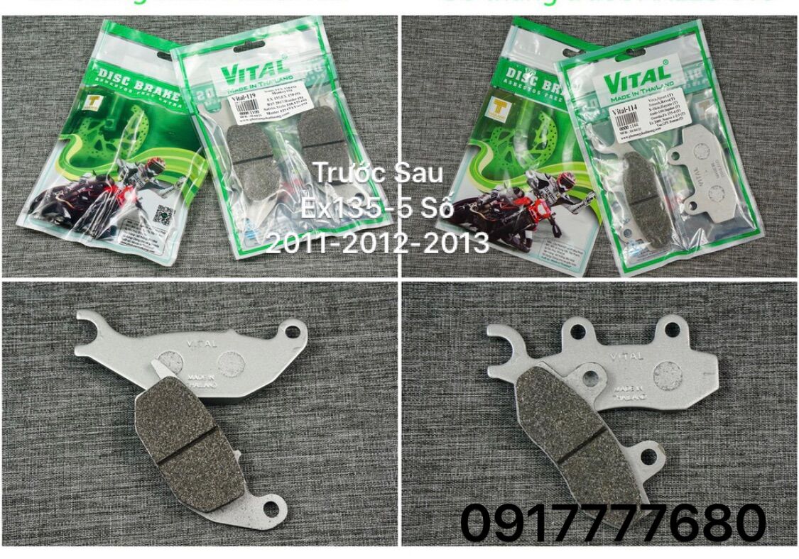 Bố thắng / má phanh đĩa exciter 135 / ex135 2006-2007-2008-2009-2010-2011-2012-2013 vital made in thailand