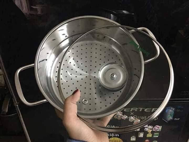 nồi hấp 2 tầng  DÀY 1.5 đáy  inox Đông Á 24cm