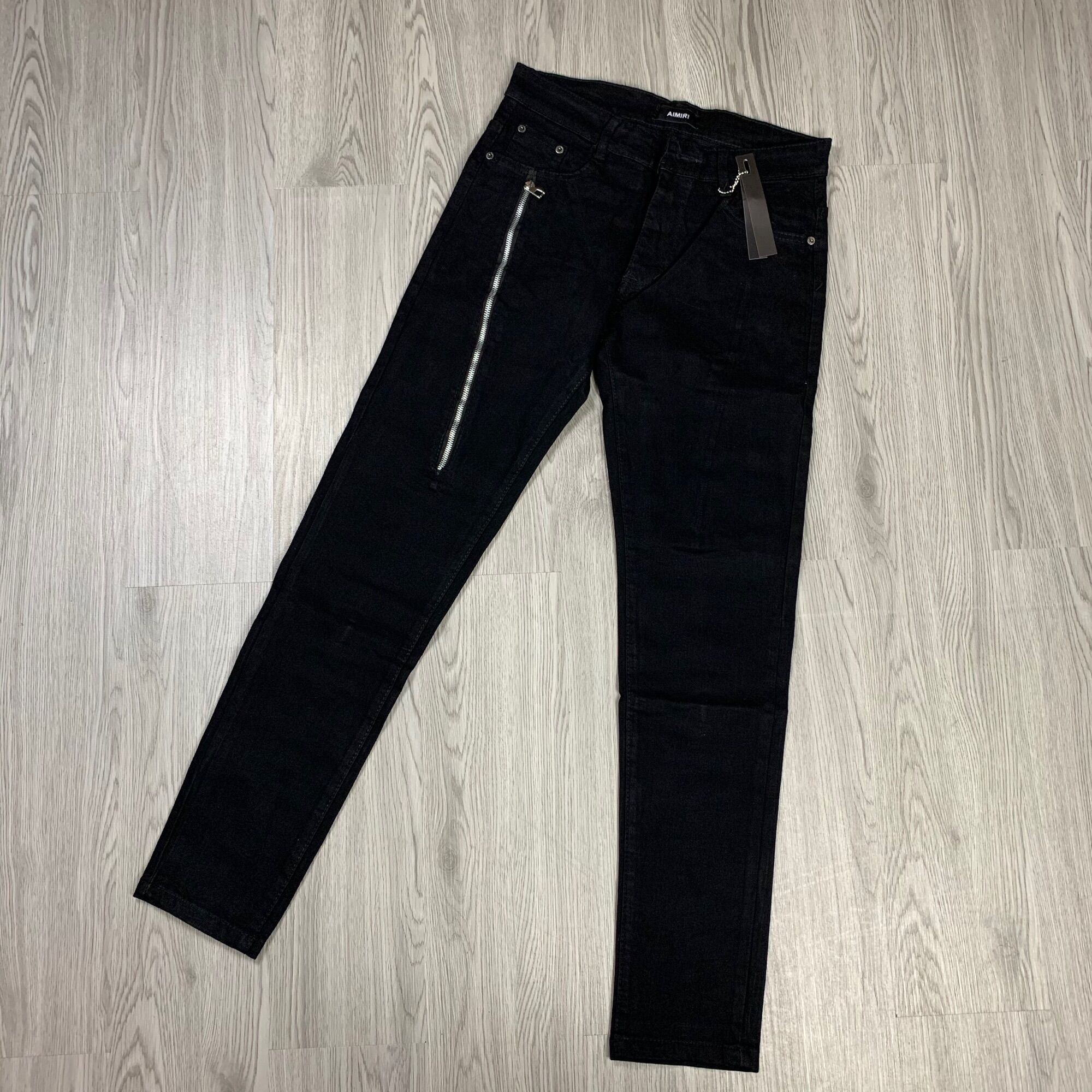 Quần jean nam đen trơn phối séc dọc , quần séc dọc kiểu dáng slimfit