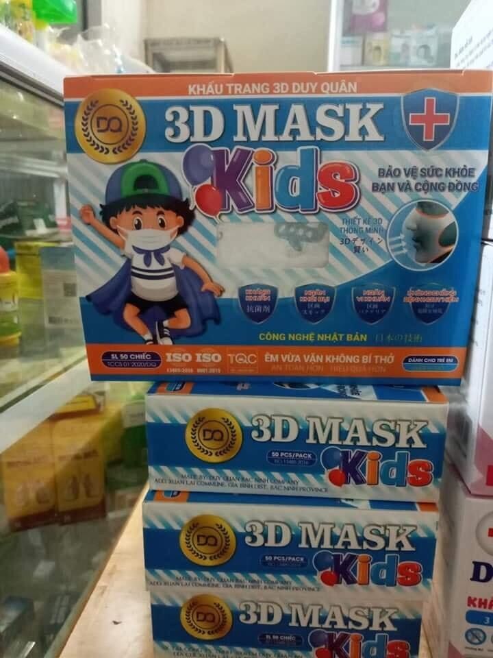 Khẩu trang 3d trẻ em hộp 50c