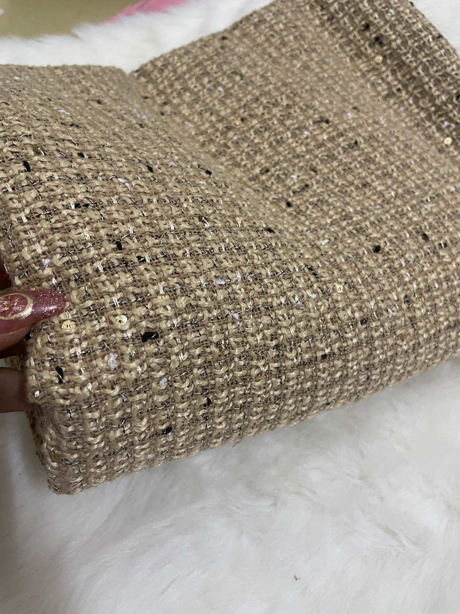 Vải dạ tweed phẩy kim sa cao cấp