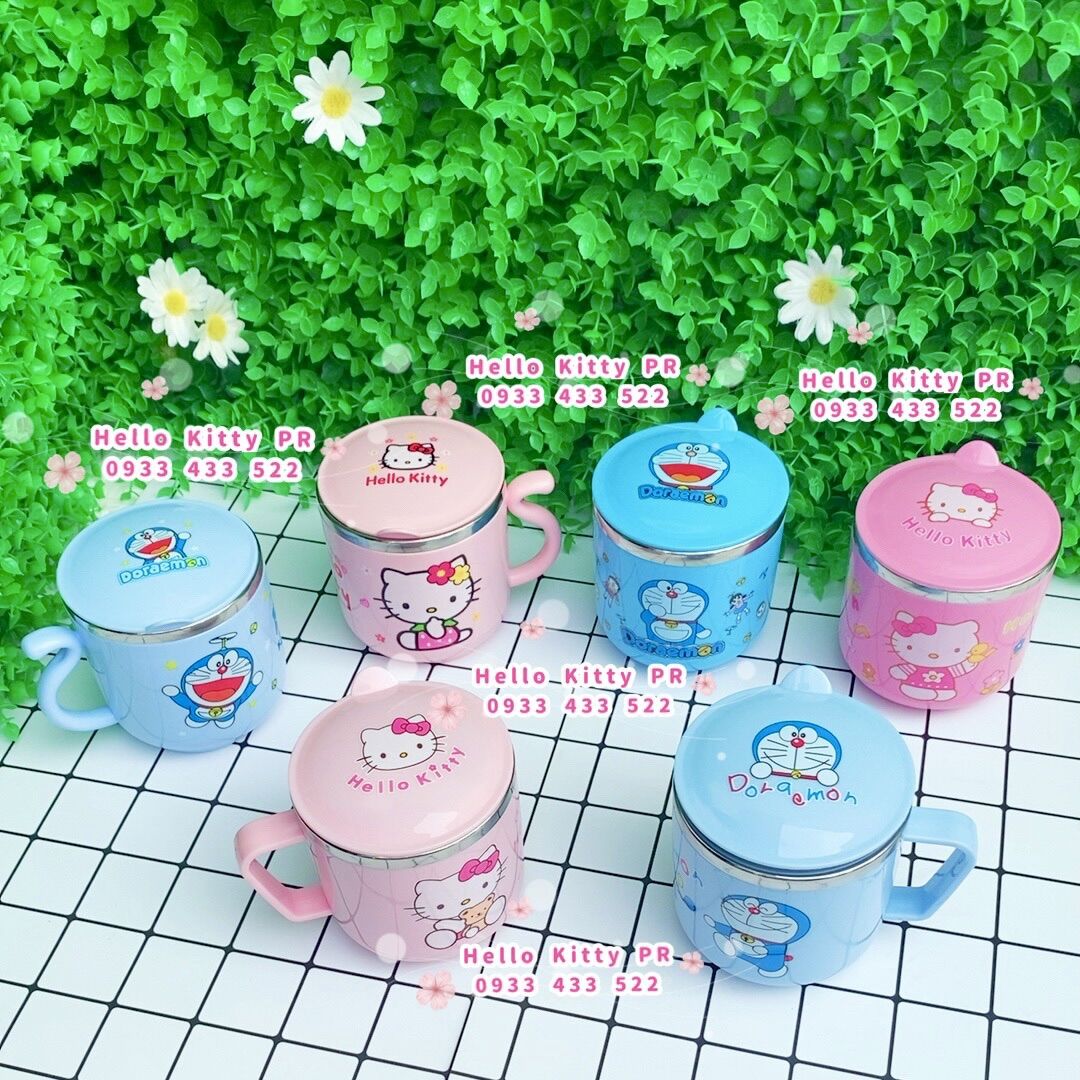 Ly cốc inox Hello Kitty Doremon Doraemon