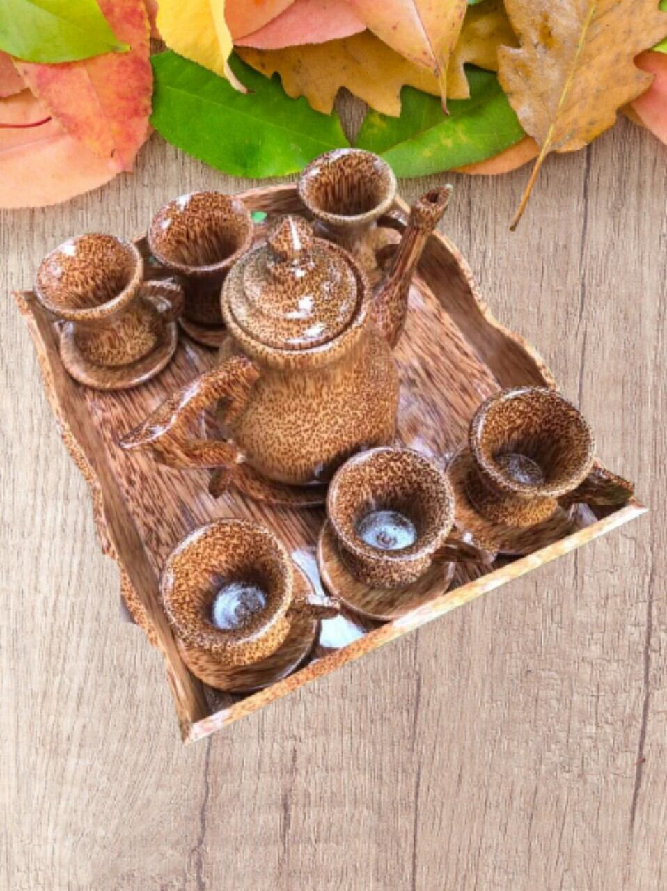 bộ tách trà làm từ gỗ dừa cao cấp